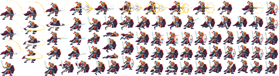 A spritesheet containing a knight animation 